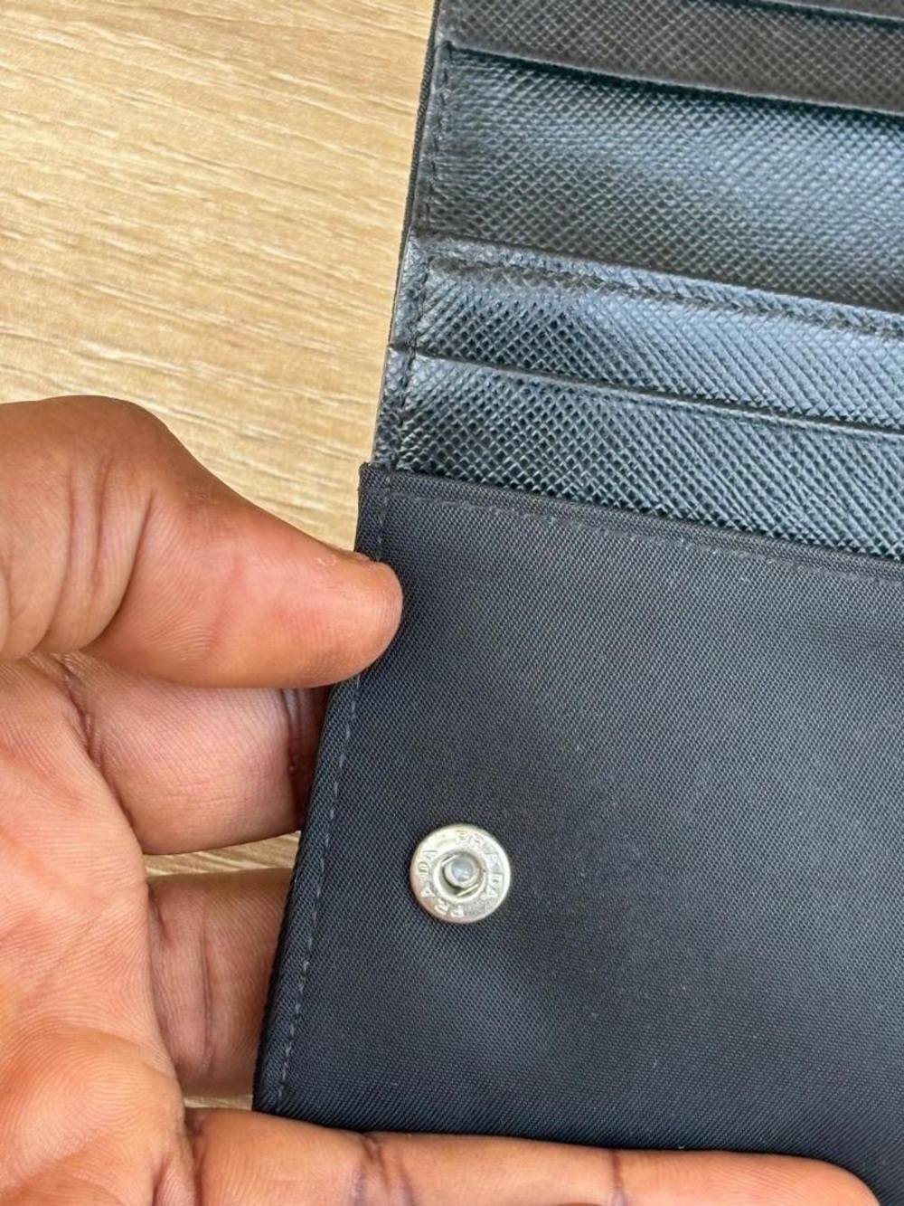 Prada Black Nylon Long Wallet with Silver Triangle Logo - Picture 5 of 8
